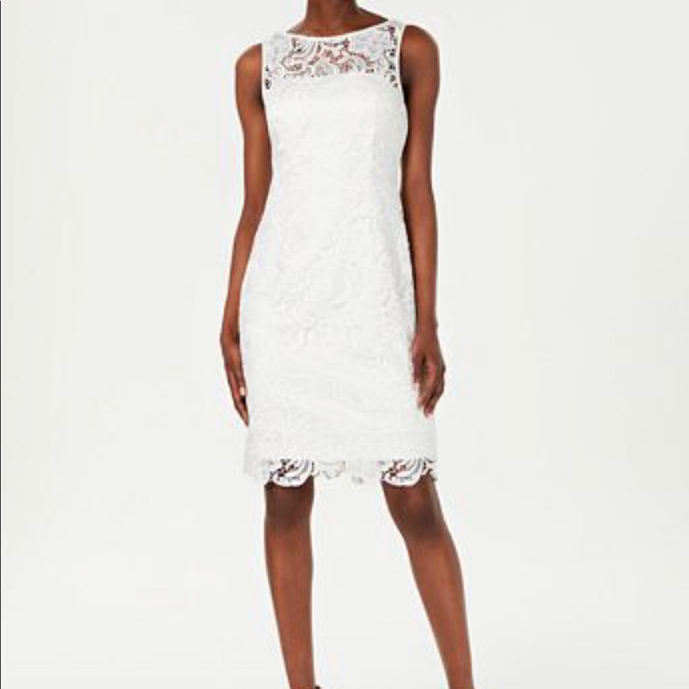 White Calvin Klein Lace Overlay Dress
